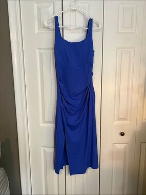 HALARA Royal Blue Sleeveless Draped Midi Dress nwot